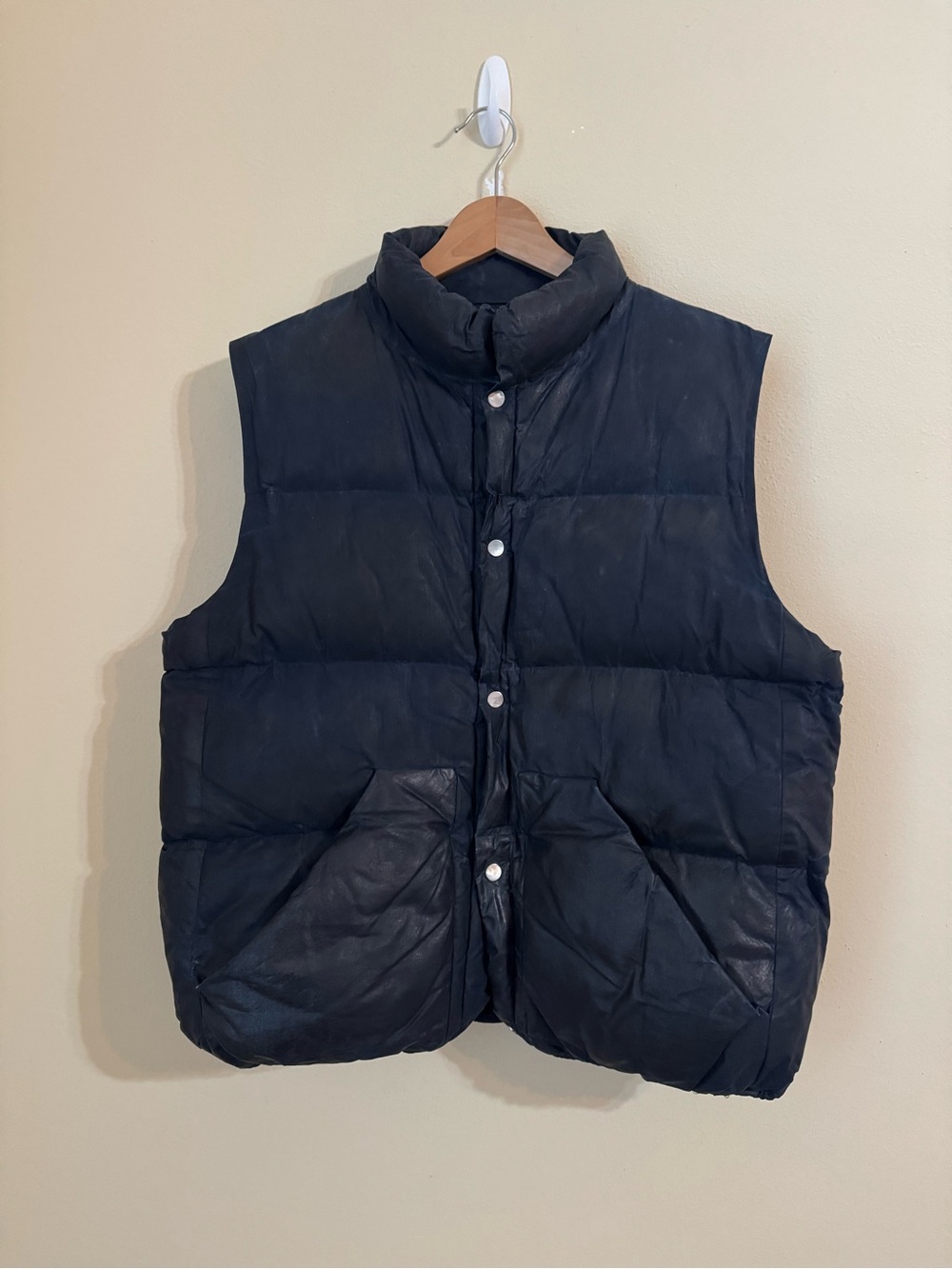 Olderbrother Waxed Puff Vest Indigo Small
